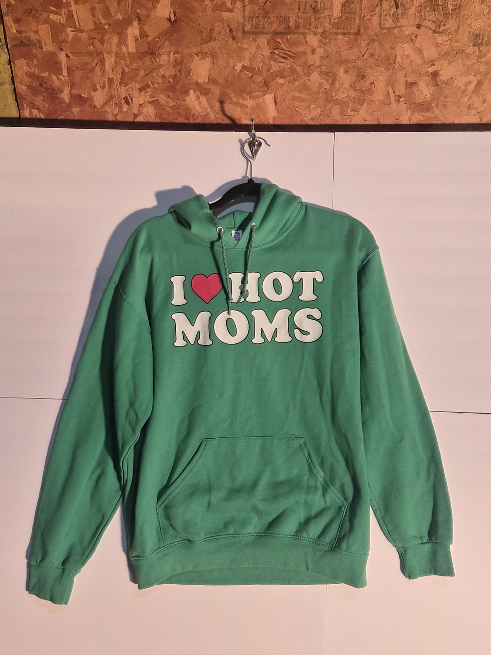 Jerzees Green Hoodie with White and Red Graphic